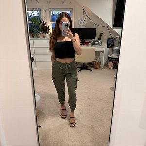 Solid Green Cargo Pants